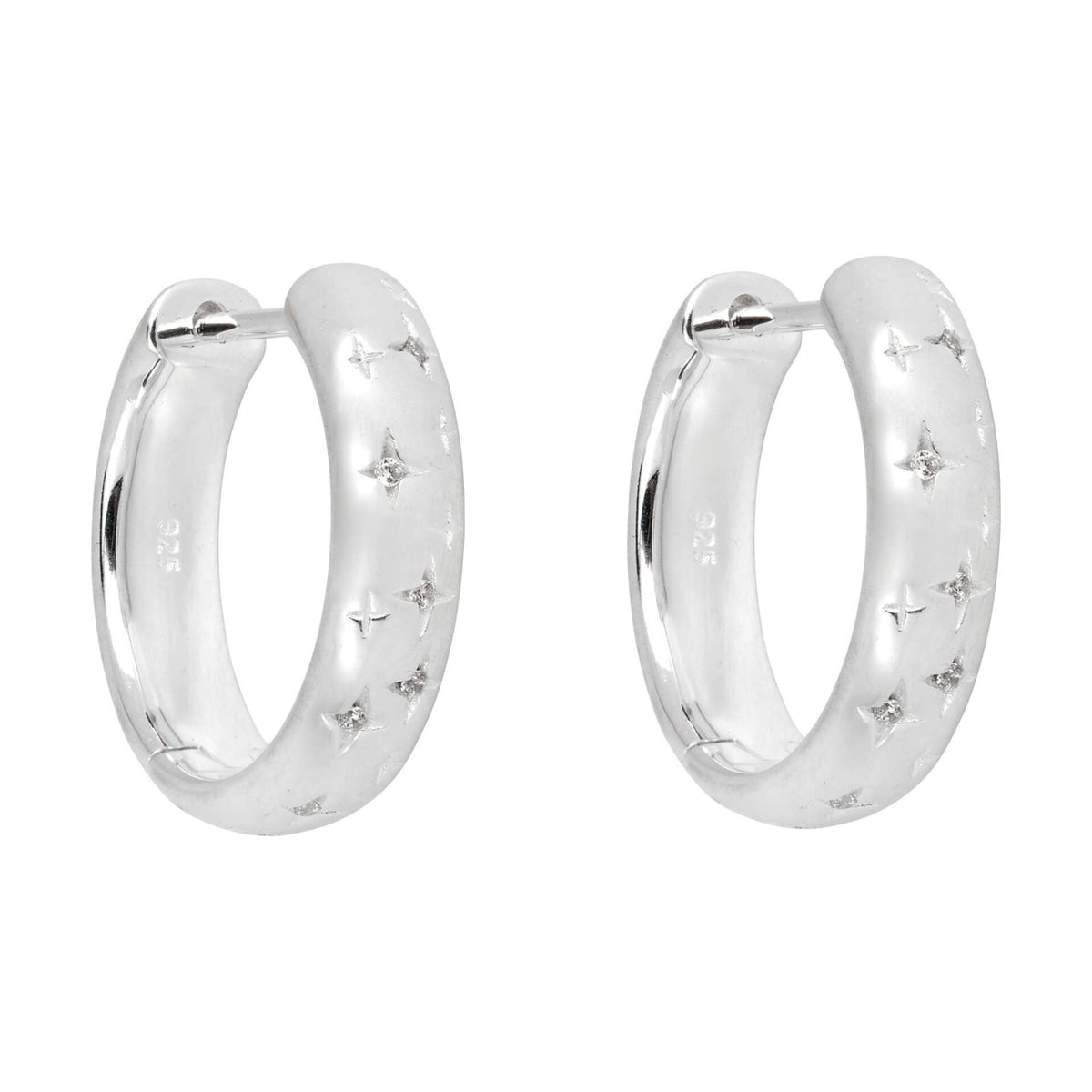 Starry Night Hoop Earrings Sterling Silver 925 Hallmarked Brand New Boxed
