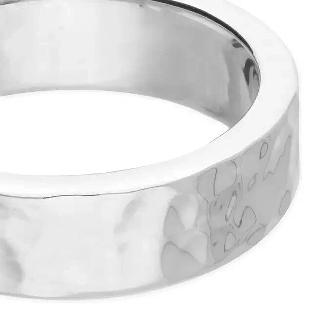 5mm Hammered Band Ring Sterling Silver 925 Hallmarked British Made Size L - R