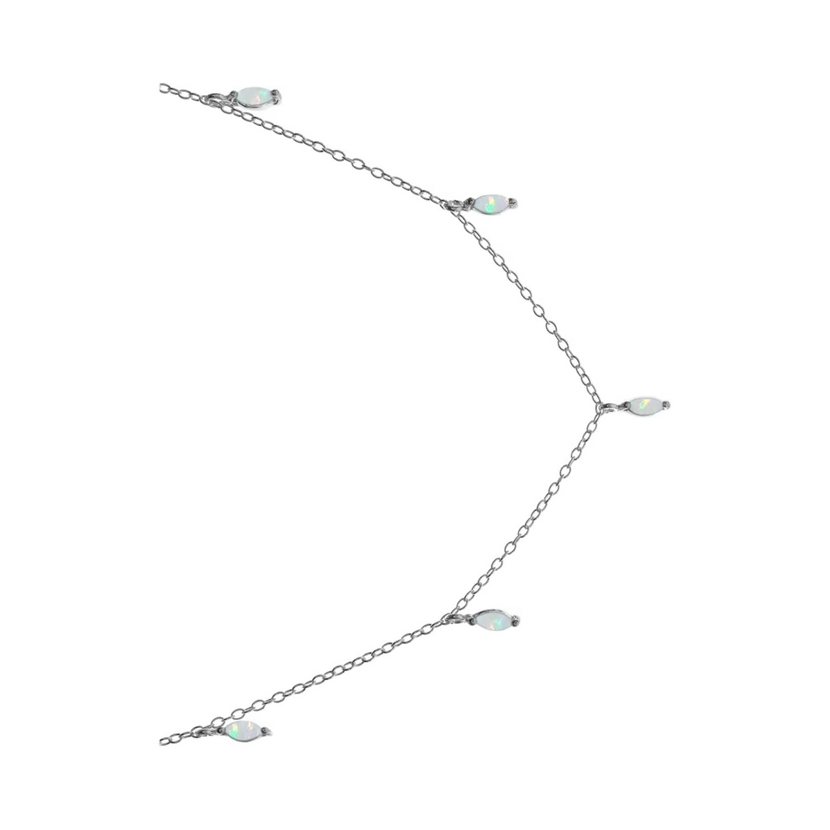 7 Marquise Opal Necklace Solid Sterling Silver 925 Hallmarked British Made