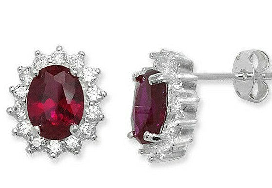 Natural Garnet Stud Earrings Solid Sterling Silver 925 Hallmark Brand New Boxed