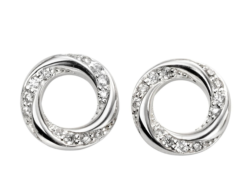 Twisted Circle Stud Earrings Sterling Silver 925 Hallmarked Brand New Boxed