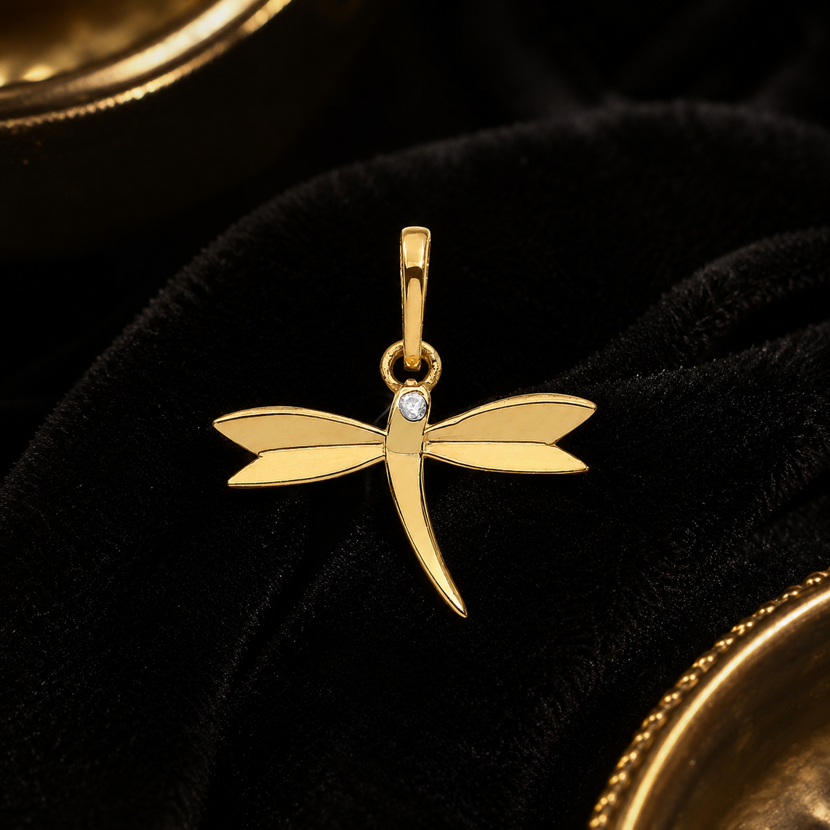 Drgonfly 9ct Yellow Gold Pendant 375 Hallmark British Made All Chain Lengths