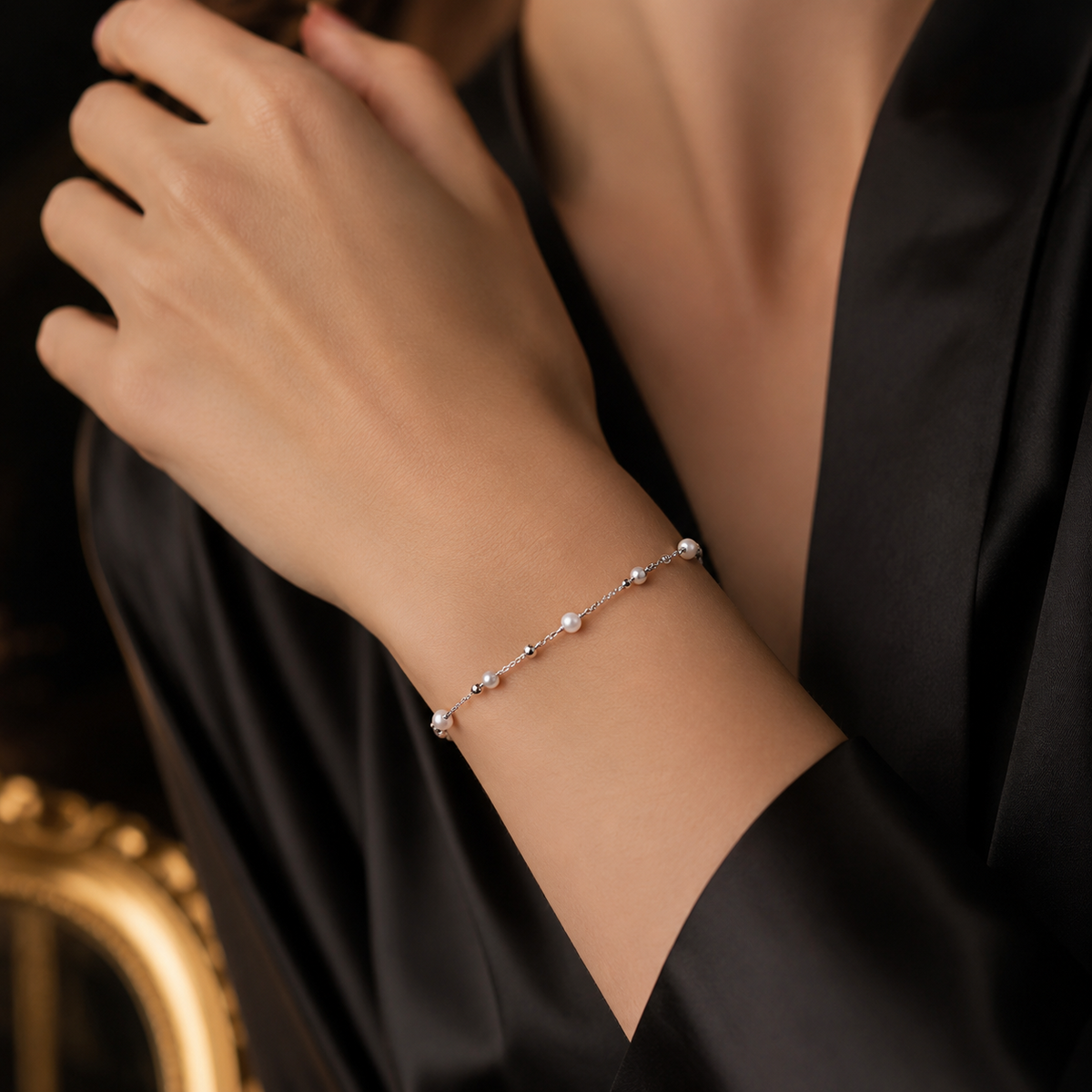 Pearl & Polished Bead Bracelet Sterling Silver 925 Hallmarked Brand New Boxed