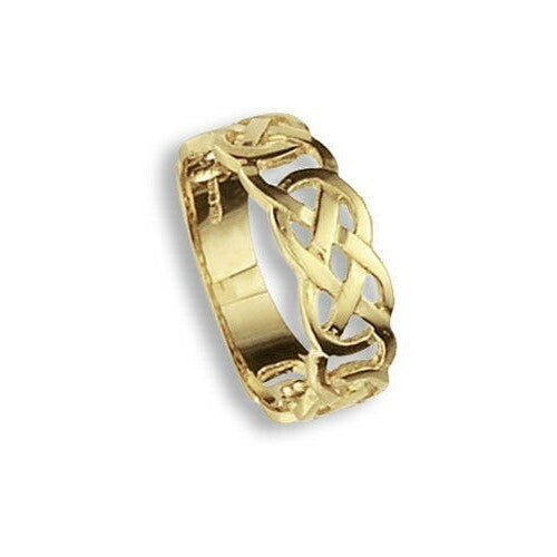 Celtic Wedding Ring 9ct Yellow Gold Hallmarked Sizes J - S British Made