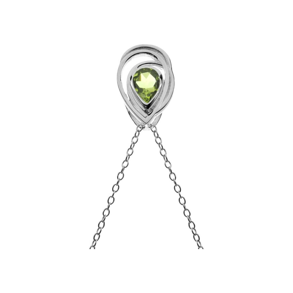 Teardrop Peridot Wrap Necklace Solid Sterling Silver 925 Hallmarked British Made