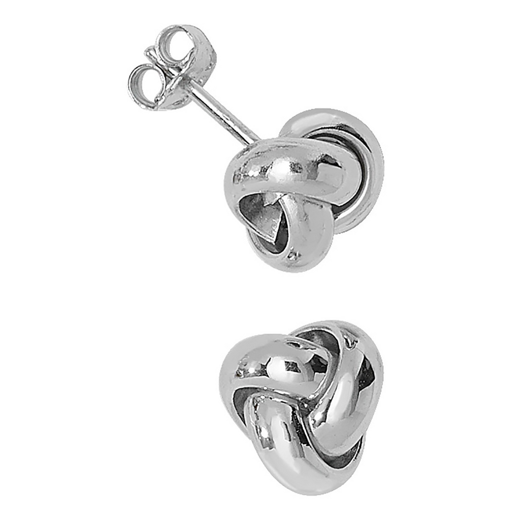 Statement Knot Stud Earrings 9ct White Gold 375 Hallmarked Brand New Boxed