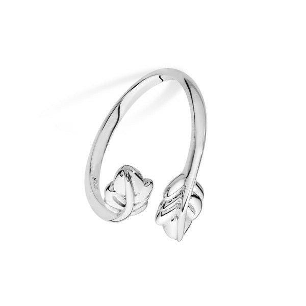 Sterling Silver Ring Leaf Detail Wrap 925 Hallmarked Size J - R Brand New Boxed