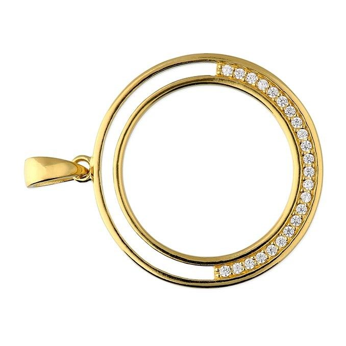 Channel Set Circle Pendant 18ct Yellow Gold Plated Hallmarked All Chain Lengths