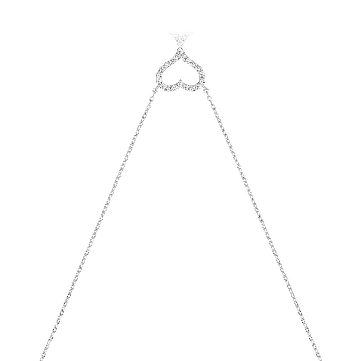 Ladies Halo Open Heart Necklace Sterling Silver 925 Hallmarked British Made