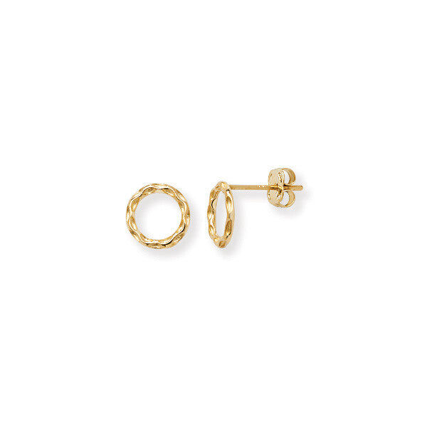 Roped Edge Circle Earrings 9ct Yellow Gold Hallmarked Brand New Boxed