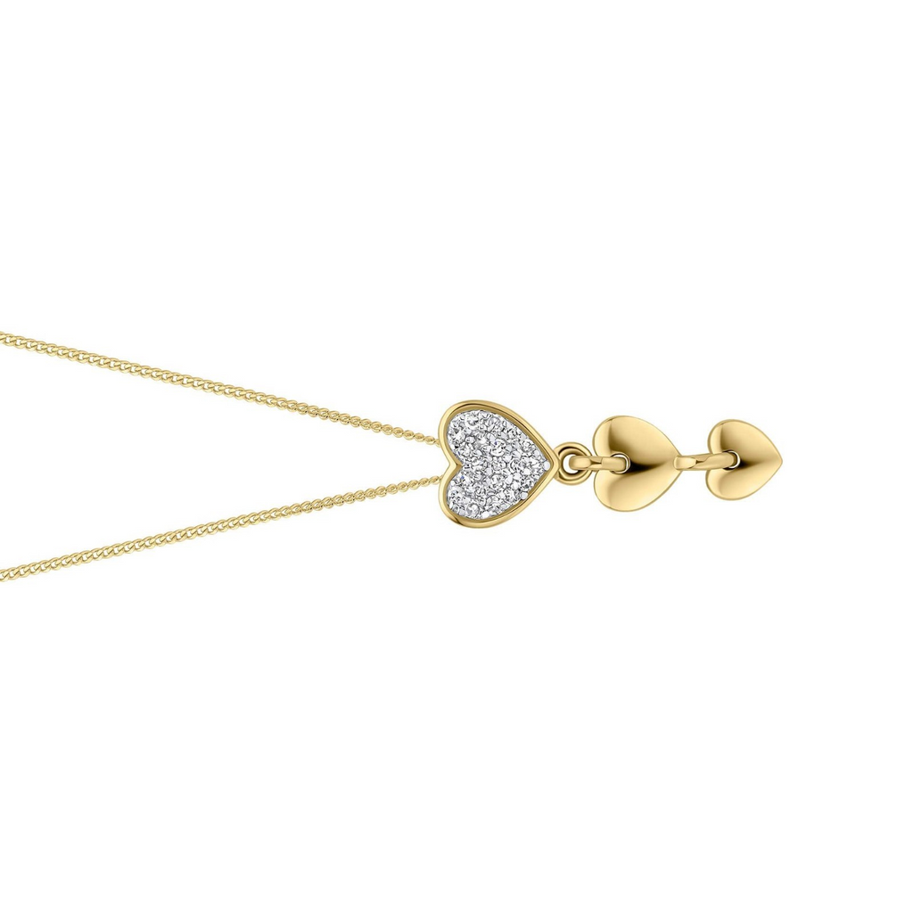 Heart Natural Diamond Pendant 9ct Yellow Gold 375 Hallmarked British Made