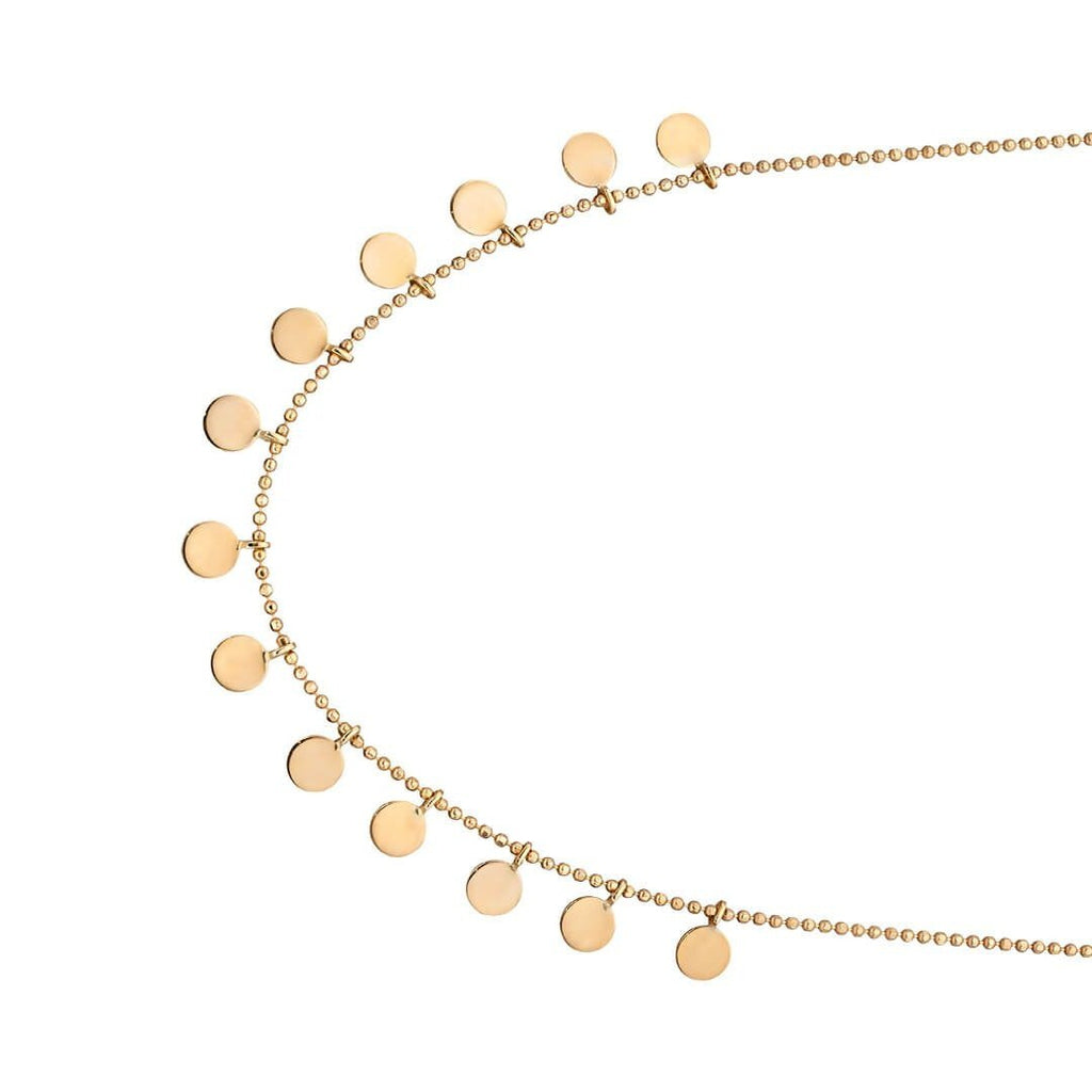 Multi Disc Necklace 9ct Yellow Gold 375 Hallmarked British Made 43cm