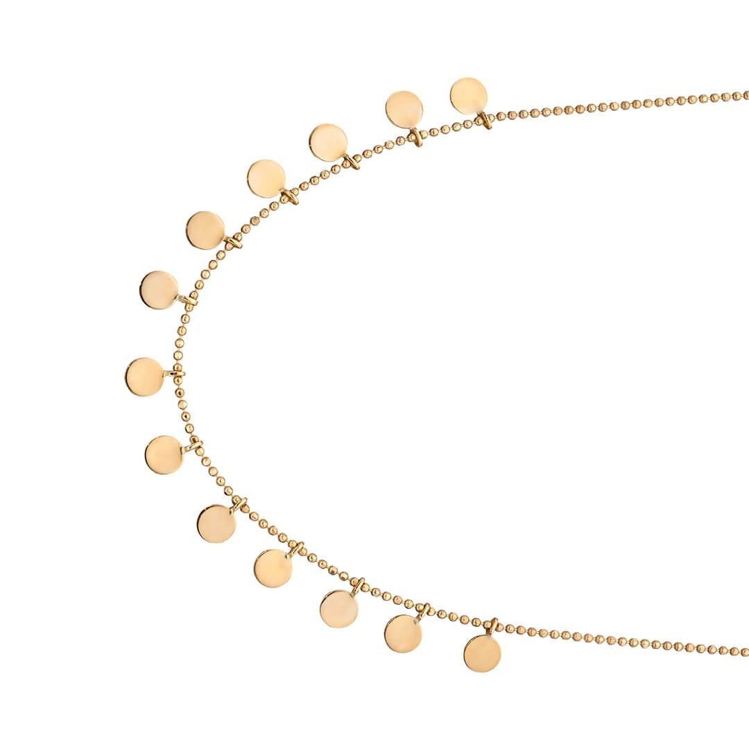Multi Disc Necklace 9ct Yellow Gold 375 Hallmarked British Made 43cm