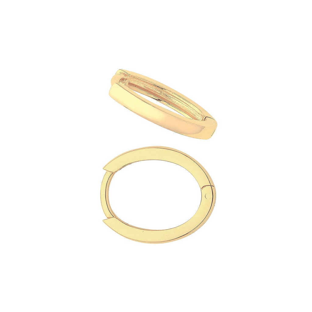 9ct Yellow Gold Oval Hoop Earrings British Made 375 Hallmarked Brand New Boxed