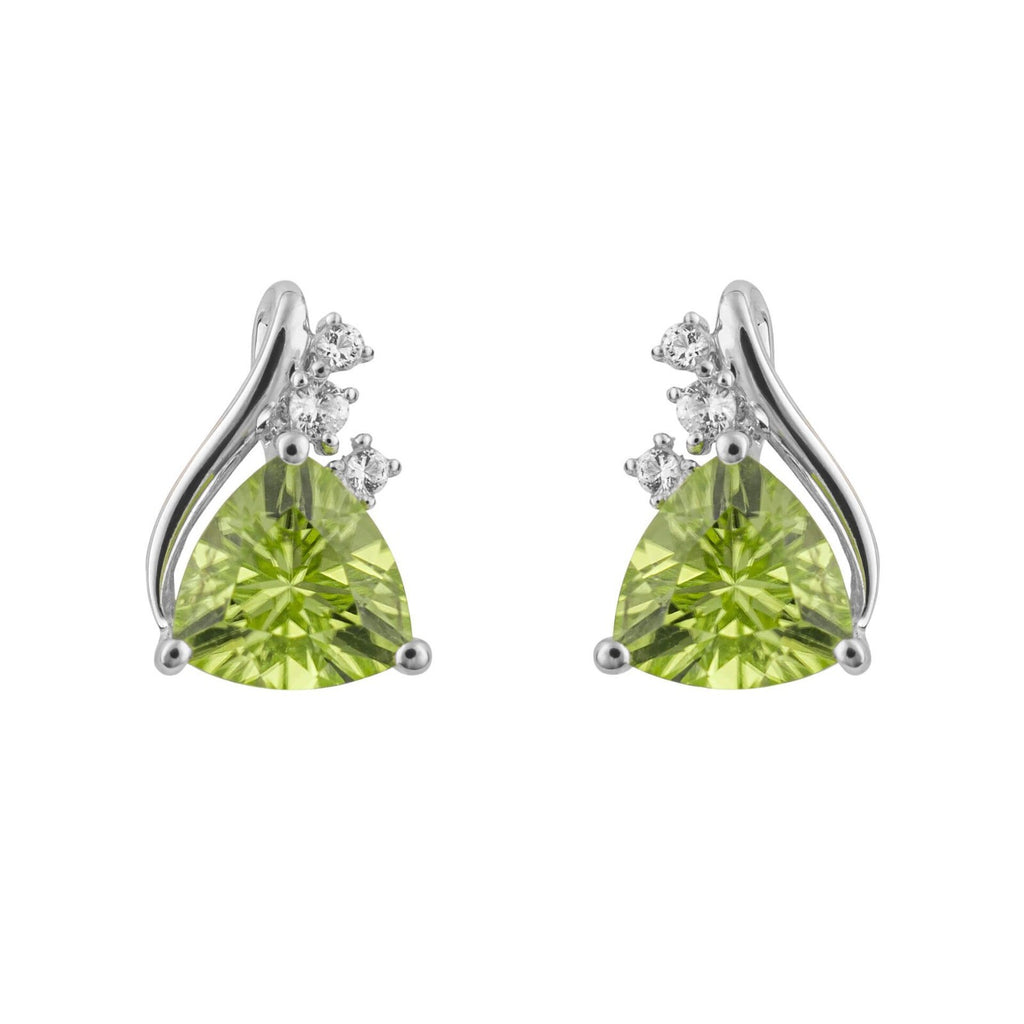 Trillion Peridot And Topaz Earrings 9ct White Gold 375 Hallmarked British Made