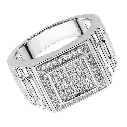 Men's Sterling Silver Signet Ring Engagement Gents 925 Hallmark Sizes L - Y