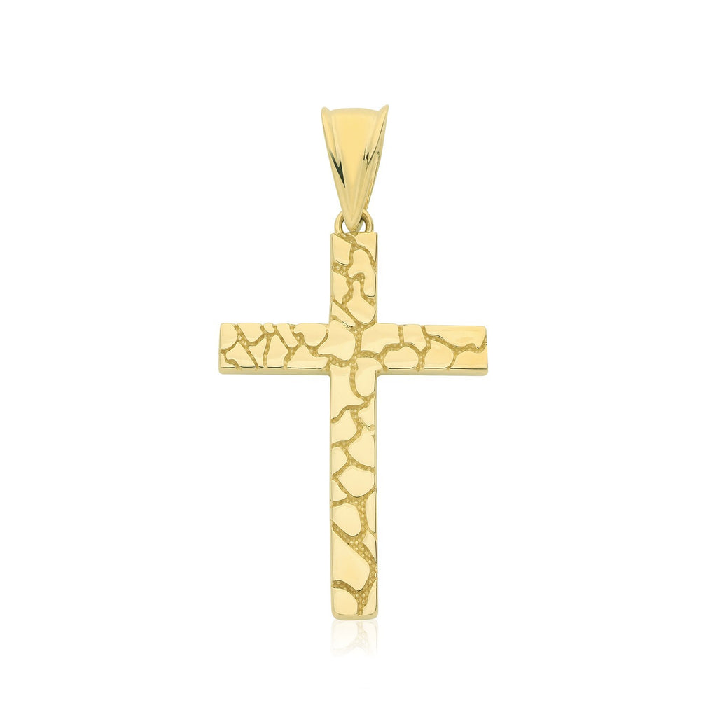 Yellow Gold Grooved Cross Pendant 375 Hallmarked All Chain Lengths British Made