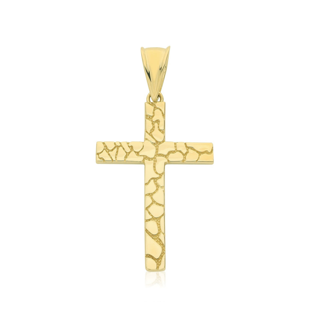 Yellow Gold Grooved Cross Pendant 375 Hallmarked All Chain Lengths British Made
