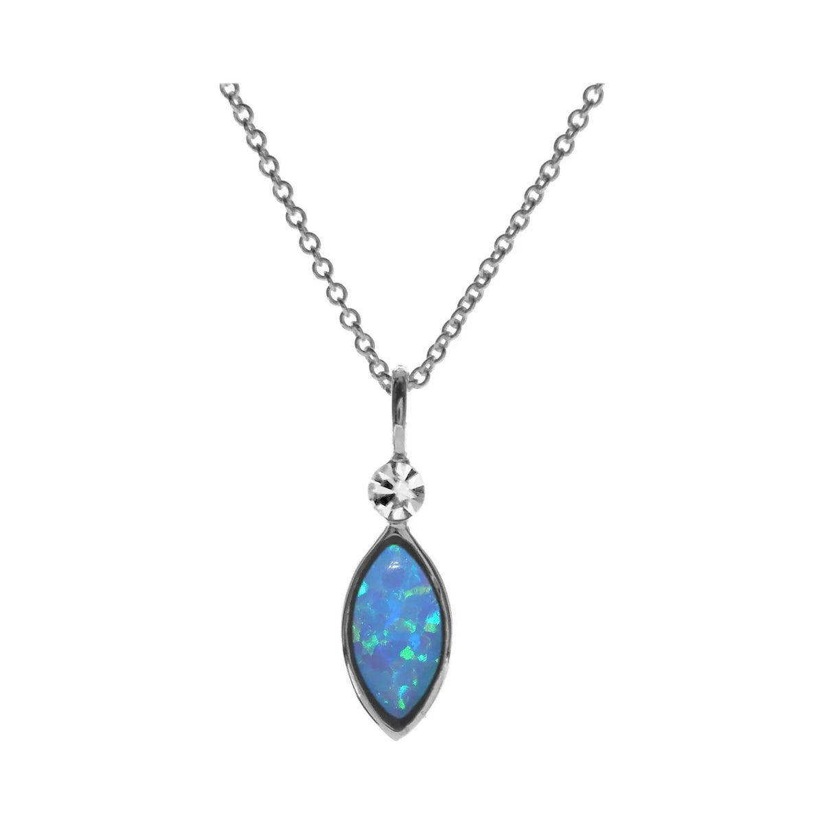 Marquise Natural Opal Necklace Solid Sterling Silver 925 Hallmarked British Made