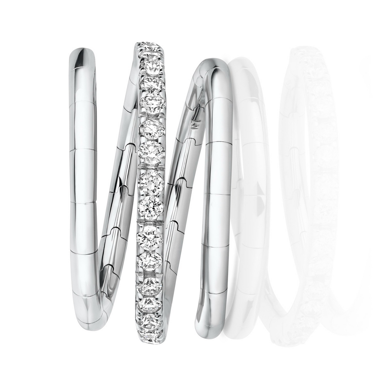 Natural Diamond Flexi Twist Ring 18ct White Gold Hallmarked Sizes J - Q