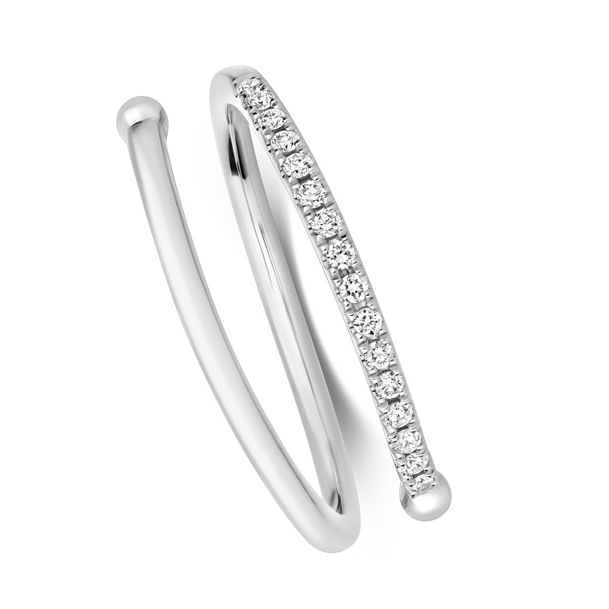 16 Natural Diamond Sprial Wrap Ring 18ct White Gold Hallmarked Sizes J - Q
