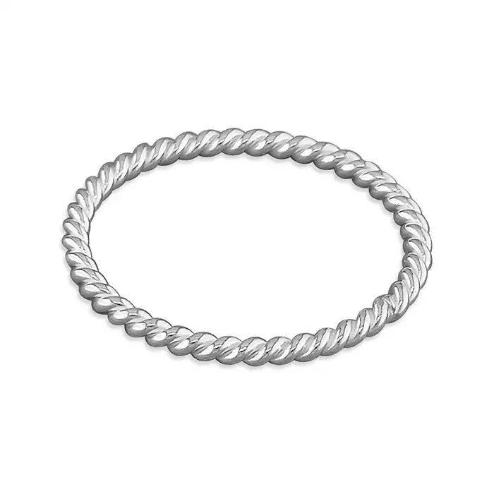 Thin Twisted Band Ring Sterling Silver 925 Hallmarked British Made Size J - R