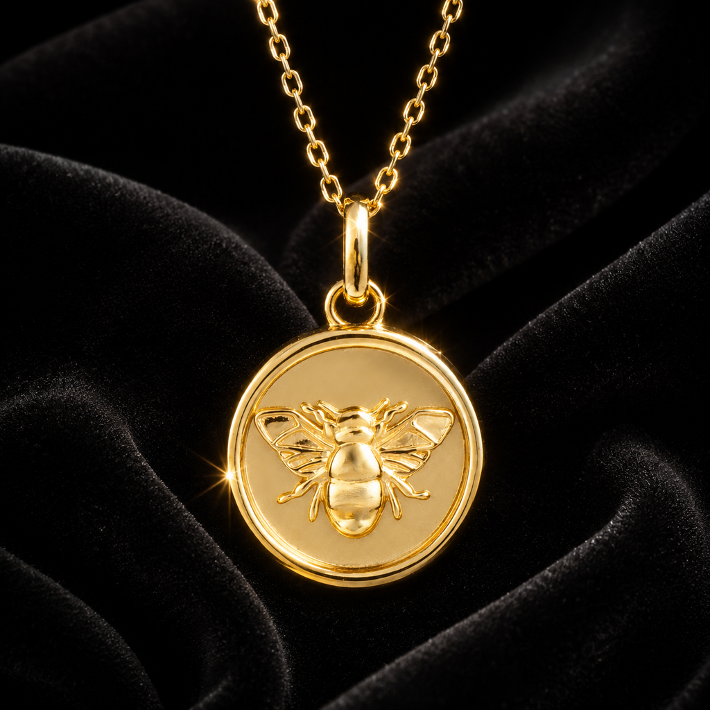 Bee Medalion Pendant 9ct Yellow Gold 375 Hallmarked British Made Brand New Boxed