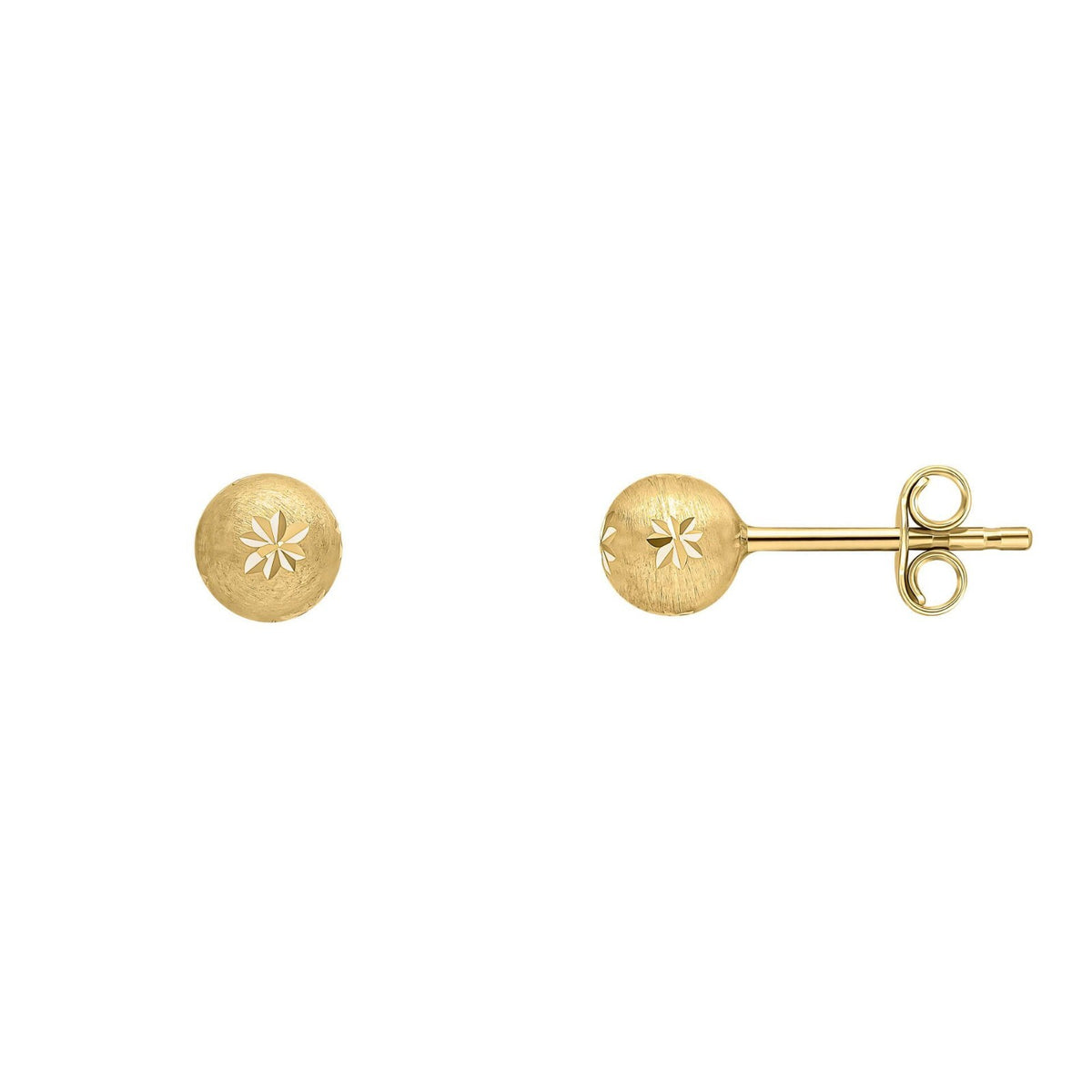 Starburst Detail Stud Earrings British Made 9ct Yellow Gold 375 Hallmarked