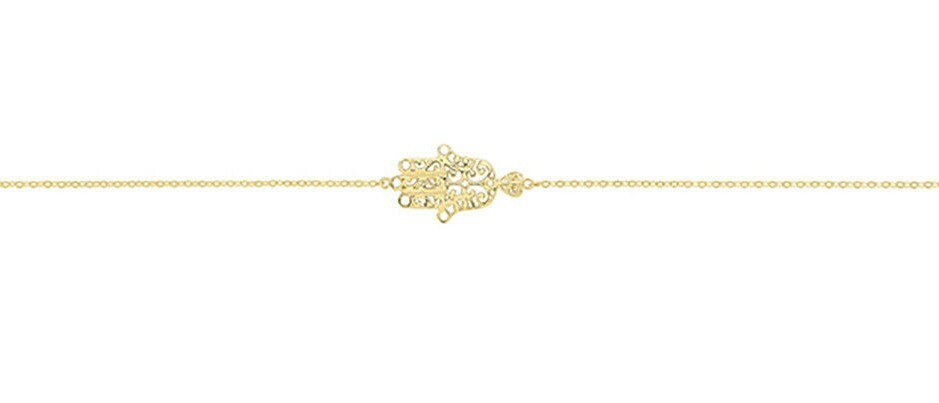 Ladies Filigree Hamsa Bracelet 9ct Yellow Gold 375 Hallmarked British Made 