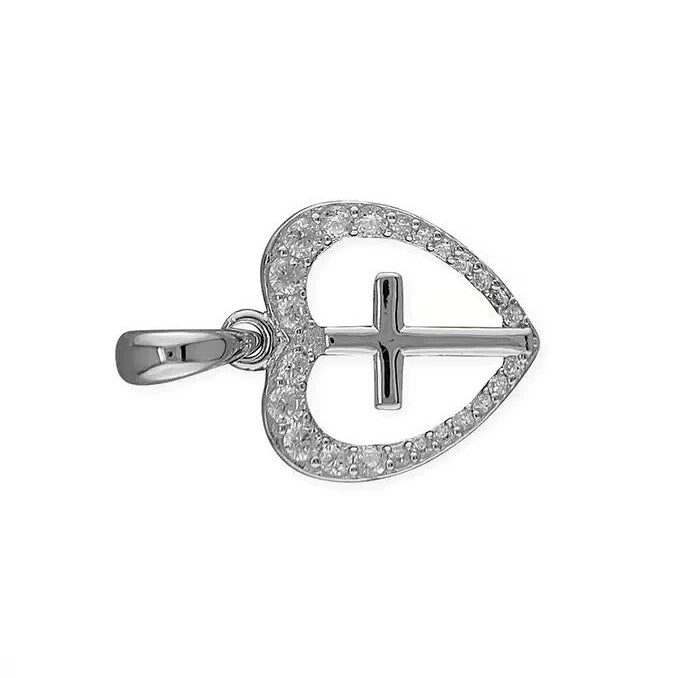 Heart Zircon Cross Sterling Silver 925 Hallmarked All Chain Lengths Brand New