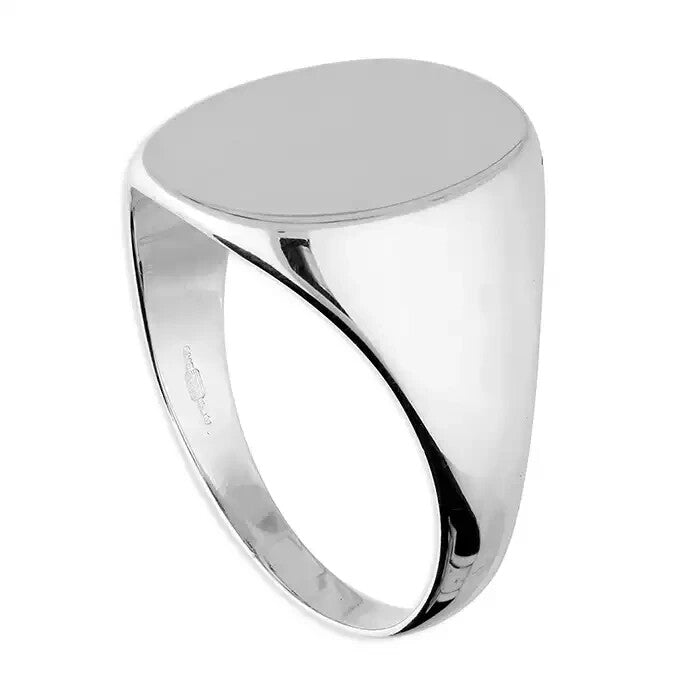 Sterling Silver Gents Ring Oval Signet Design Hallmarked Size P - Z British Made