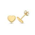 Authentic Plain Heart Stud Earrings 9ct Yellow Gold 375 Hallmarked Brand New