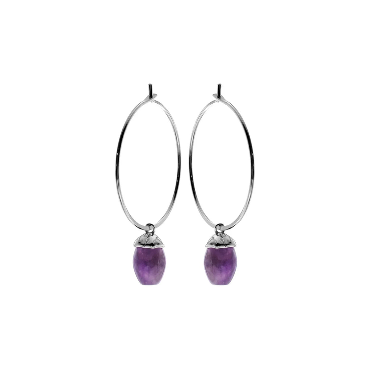 Crackled Amethyst Hoop Earrings Sterling Silver 925 Hallmarked Brand New Boxed