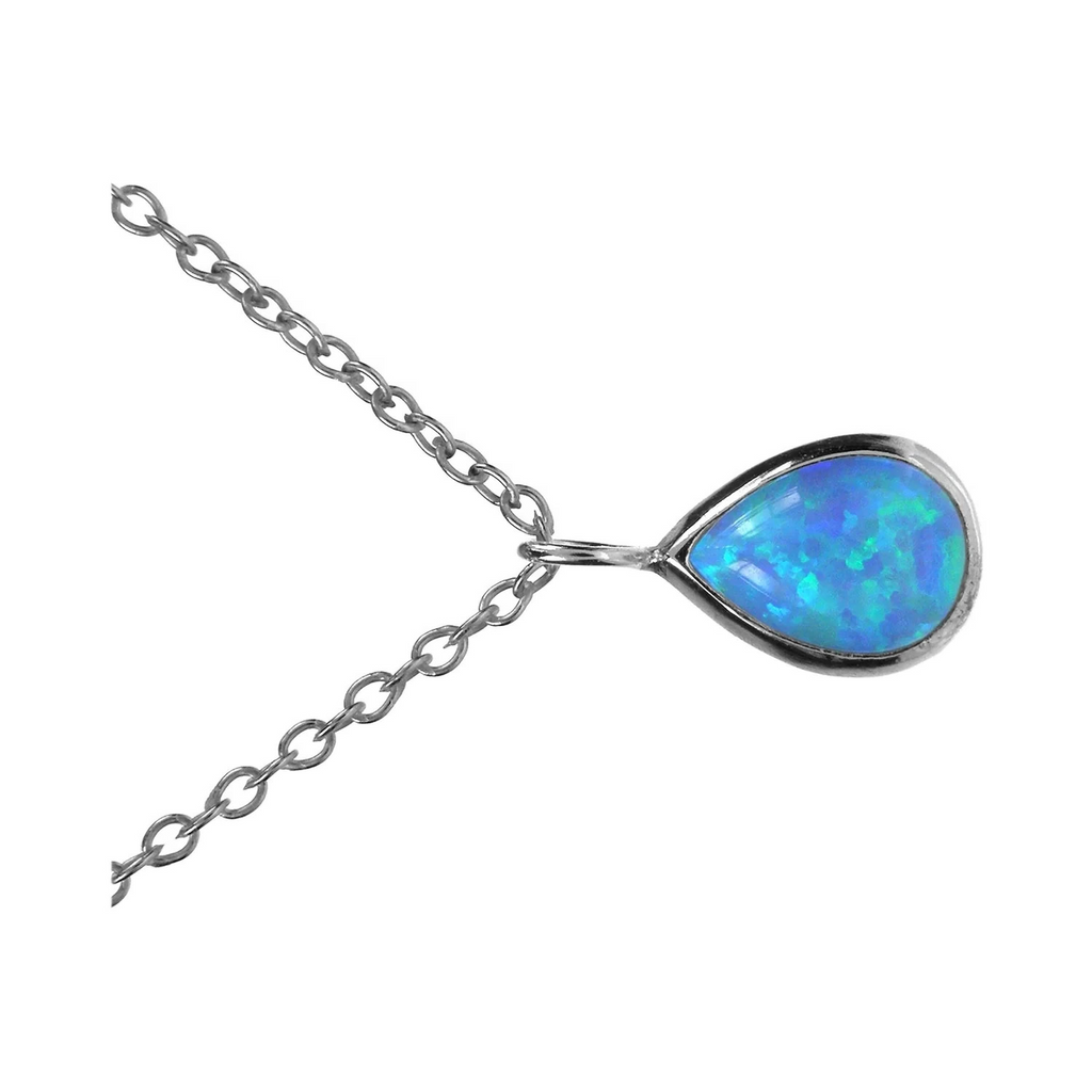 Teardrop Blue Topaz Necklace Solid Sterling Silver 925 Hallmarked British Made