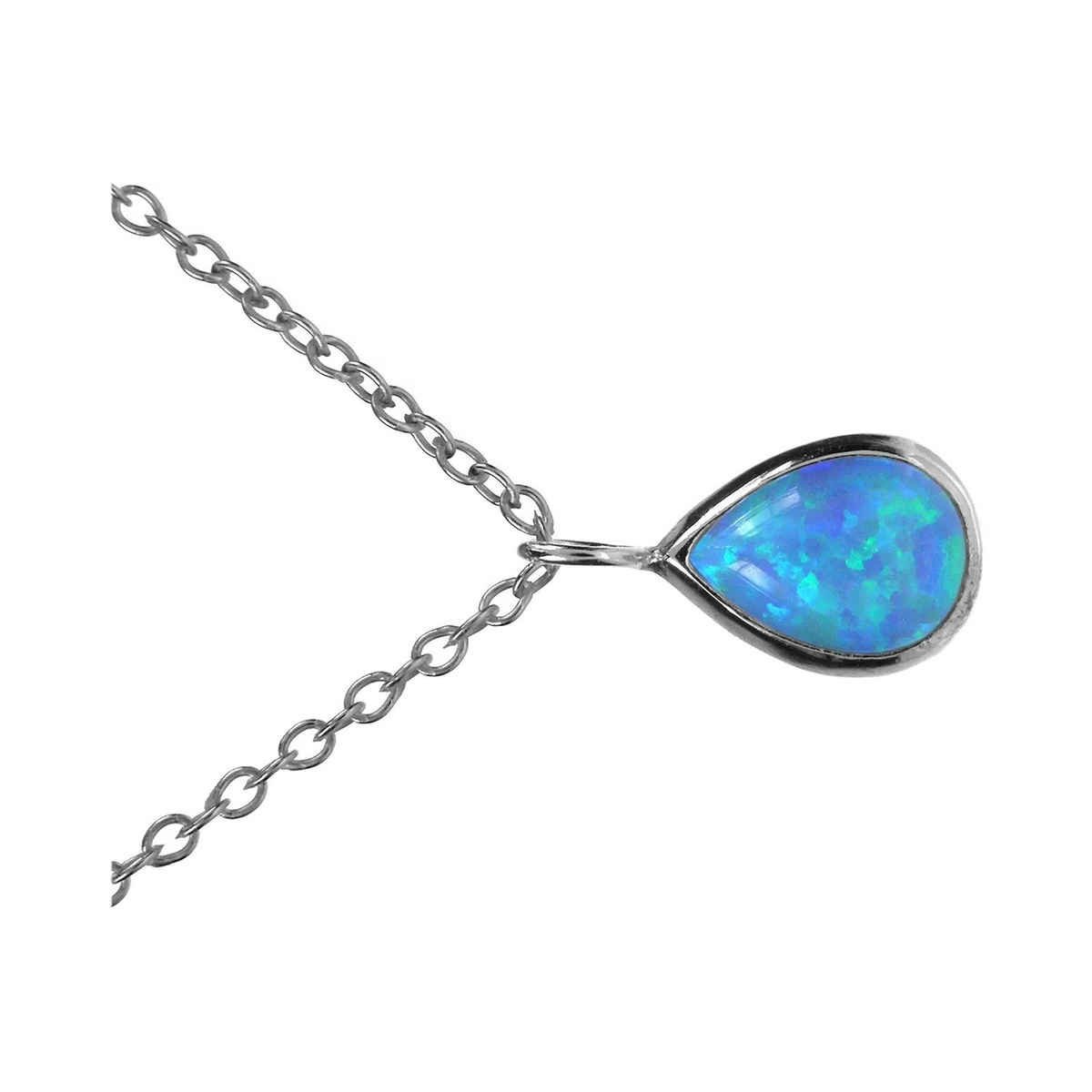 Teardrop Blue Topaz Necklace Solid Sterling Silver 925 Hallmarked British Made