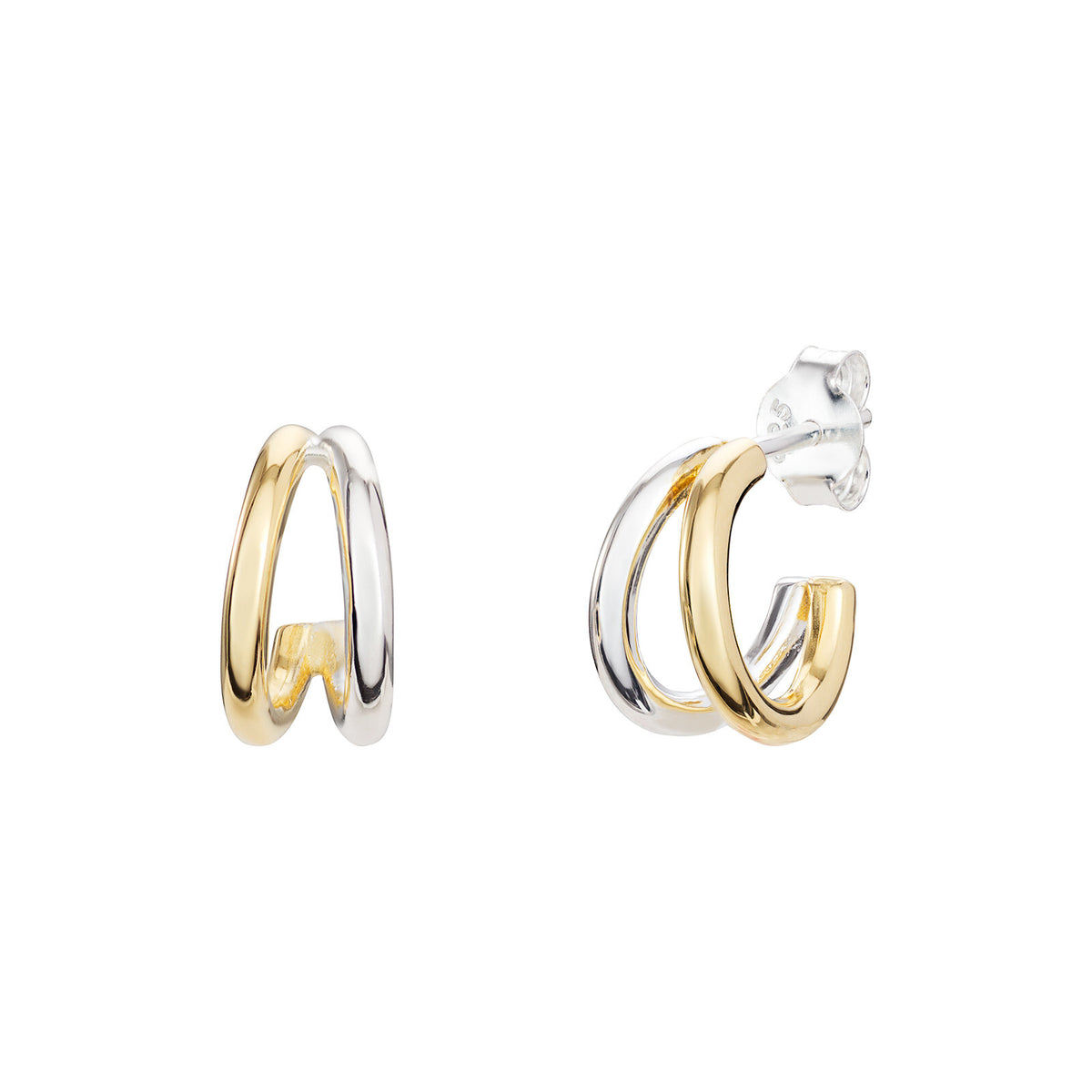 Double Hoop Earrings 9ct Mixed Gold Plated Hallmarked British Made Brand New