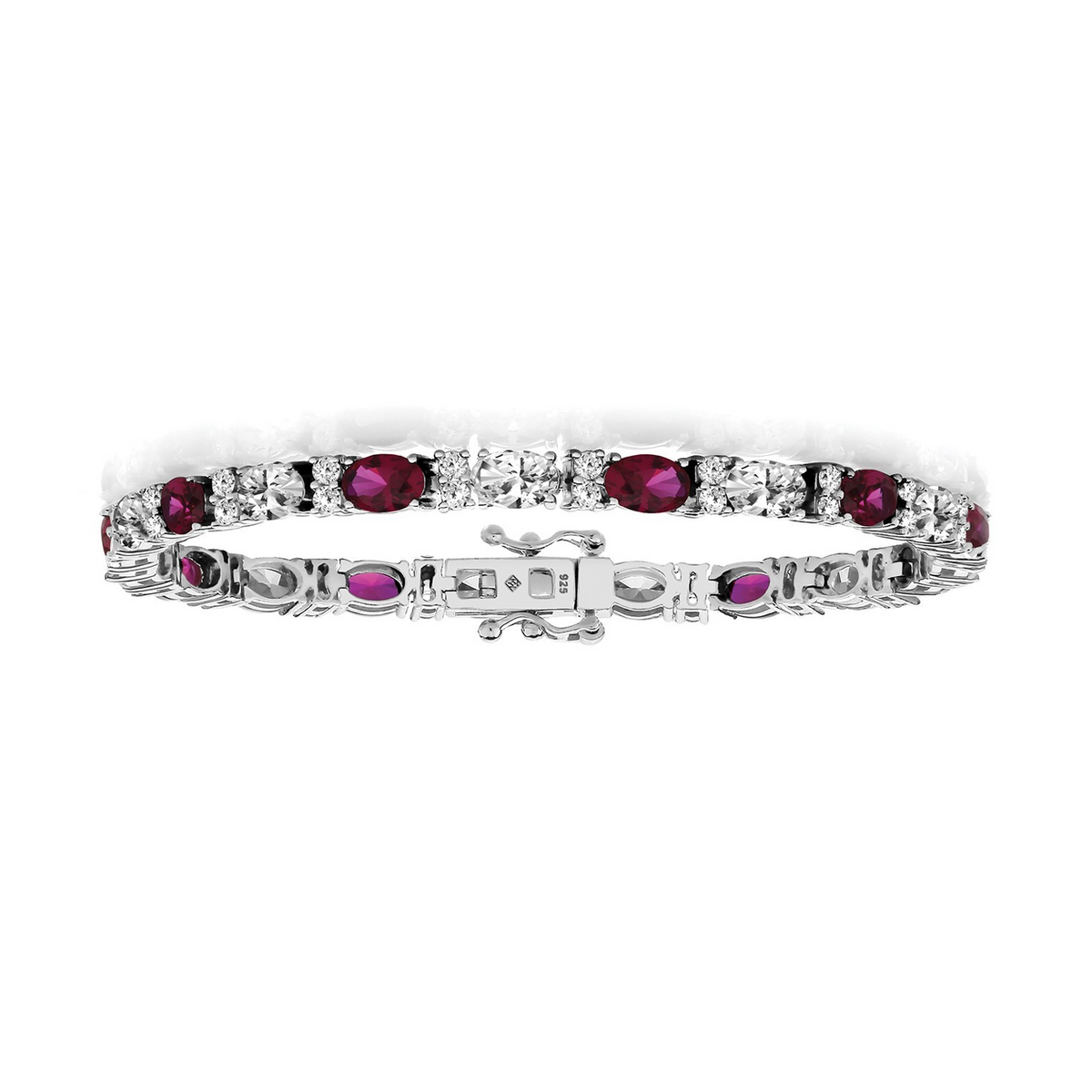 Natural Oval Ruby Tennis Bracelet Sterling Silver 925 Hallmarked Brand New