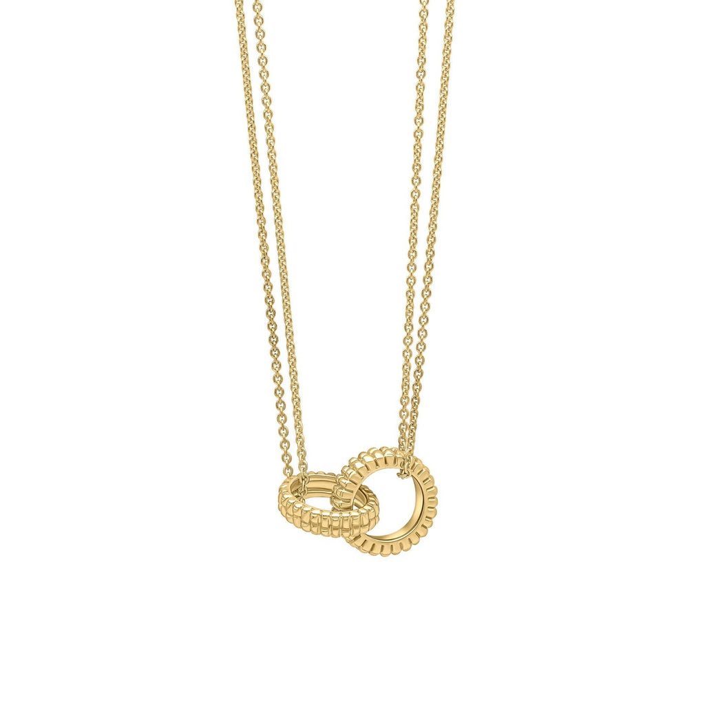Ridged Textured Interlinking Necklace 9ct Yellow Gold 375 Hallmark British Made