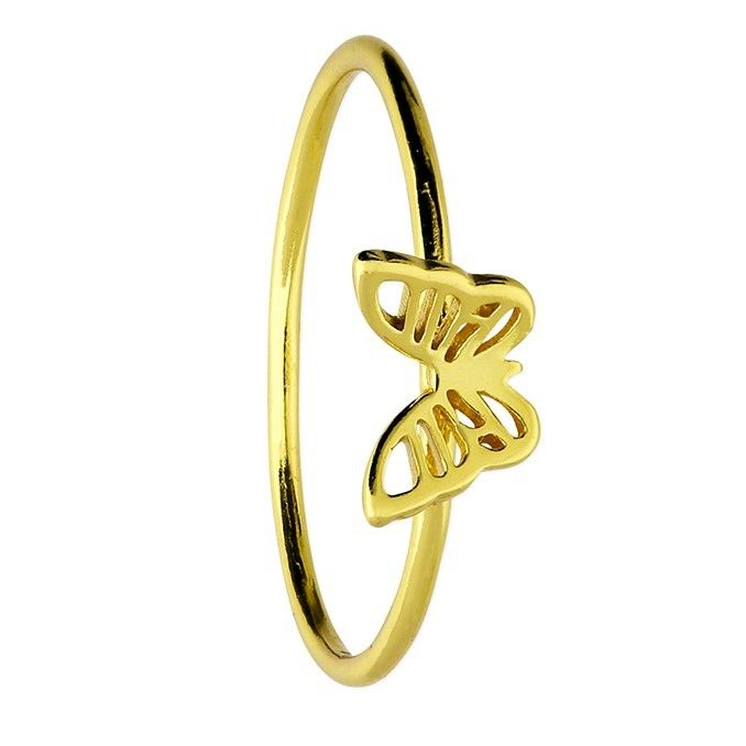 Butterfly Ring 14ct Yellow Gold Plated Hallmarked British Made Size K - Q