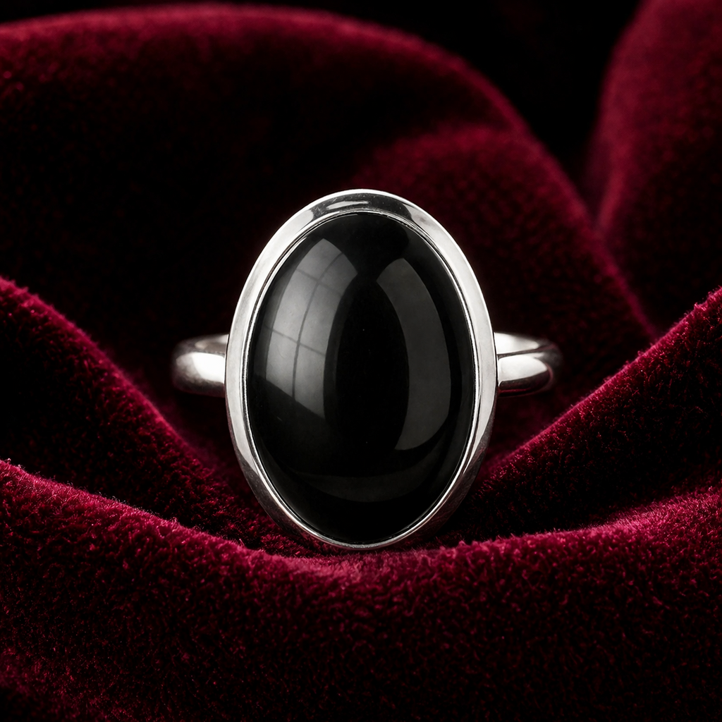 Oval Onyx Ring Sterling Silver 925 Hallmarked British Made Size K - T