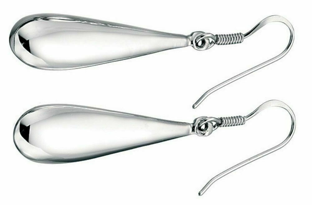 Sterling Silver Plain Drop Earrings 925 Hallmarked British Made Brand New