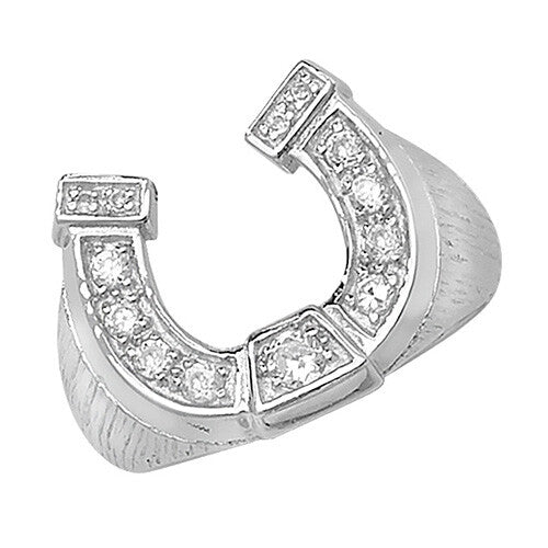 Men's Horse Shoe Ring Sterling Silver Engagement Gents 925 Hallmark Sizes Q-Z+2