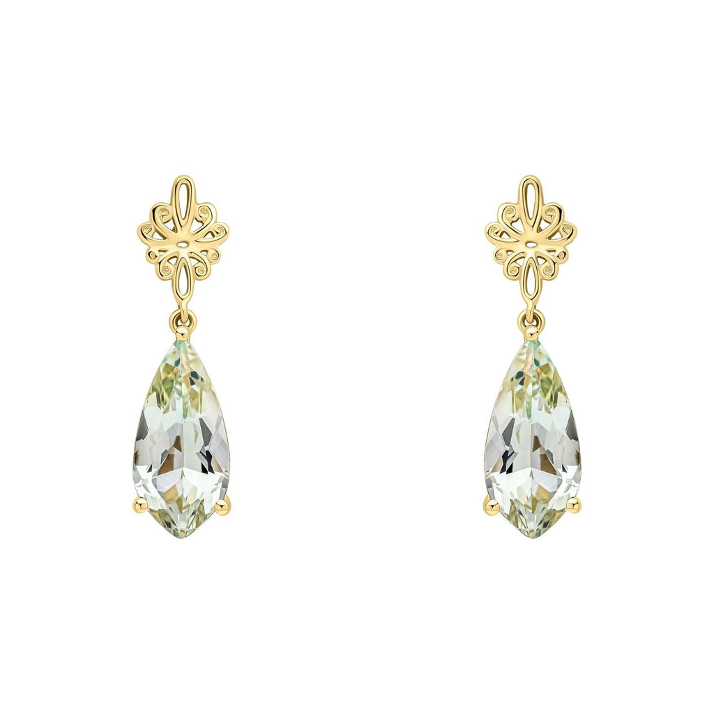 Fancy Cut Quartz Pendant & Earrings Set 9ct Yellow Gold 375 Hallmarked