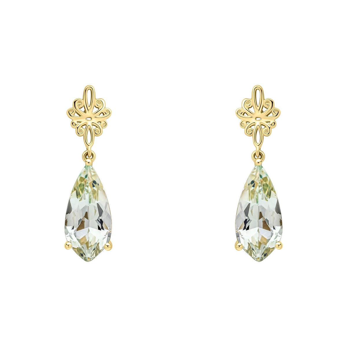 Fancy Cut Quartz Pendant & Earrings Set 9ct Yellow Gold 375 Hallmarked