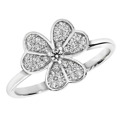 Sterling Silver Three Leaf Clover Ring Gemstone 925 Hallmarked Size M - R