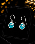 Flower Pattern Turquoise Earrings Sterling Silver 925 Hallmarked Brand New Boxed