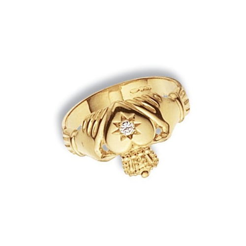 Mens 9ct Yellow Gold Claddagh Ring 375 Hallmarked British Made Size Q - X