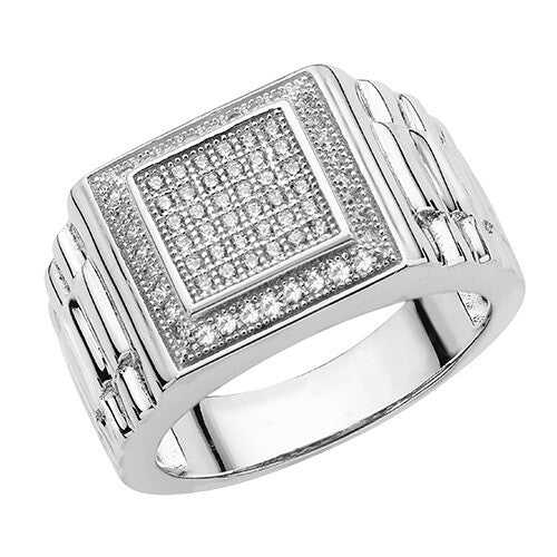 Men's Sterling Silver Signet Ring Engagement Gents 925 Hallmark Sizes L - Y