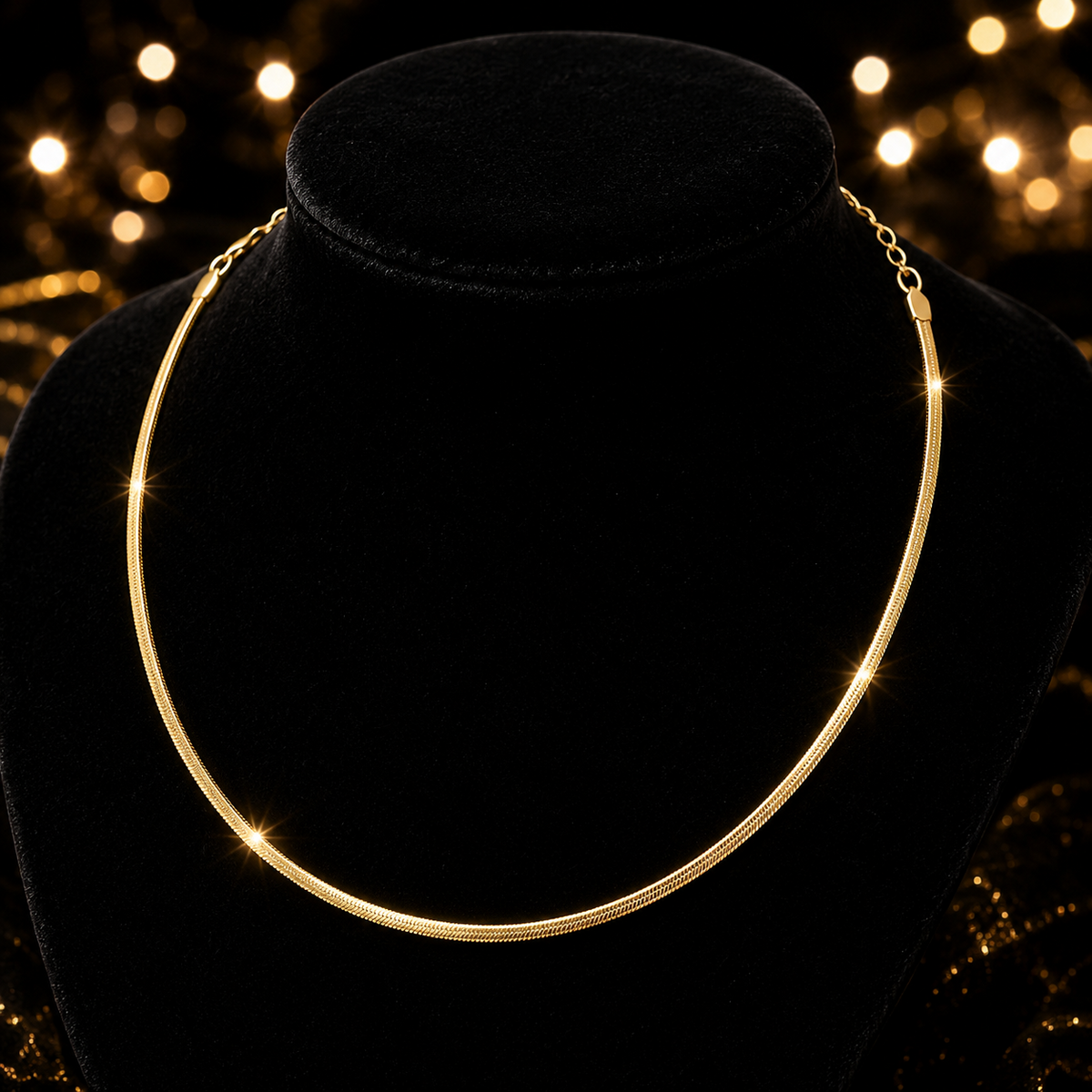 Herringbone Chain Necklace 9ct Yellow Gold Plated Hallmarked Brand New Boxed