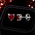 Heart Natural Garnet Stud Earrings Sterling Silver 925 Hallmarked British Made